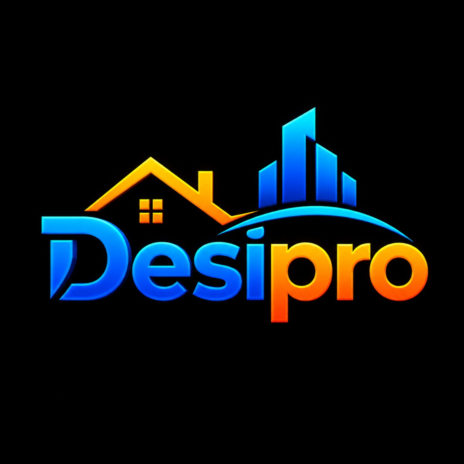 Logo Desipro en azul y naranja, con una casa y edificios